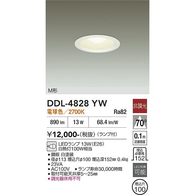 大光電機 【ポイント3倍】 【送料無料】DDL-4828YW LED ダウンライト