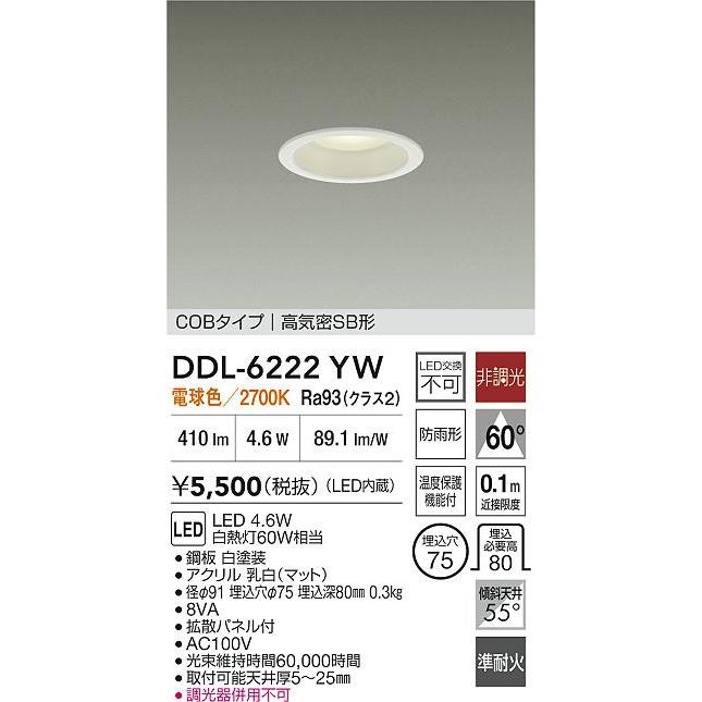 大光電機 安心のメーカー保証 【送料無料】DDL-6222YW LED 屋外灯