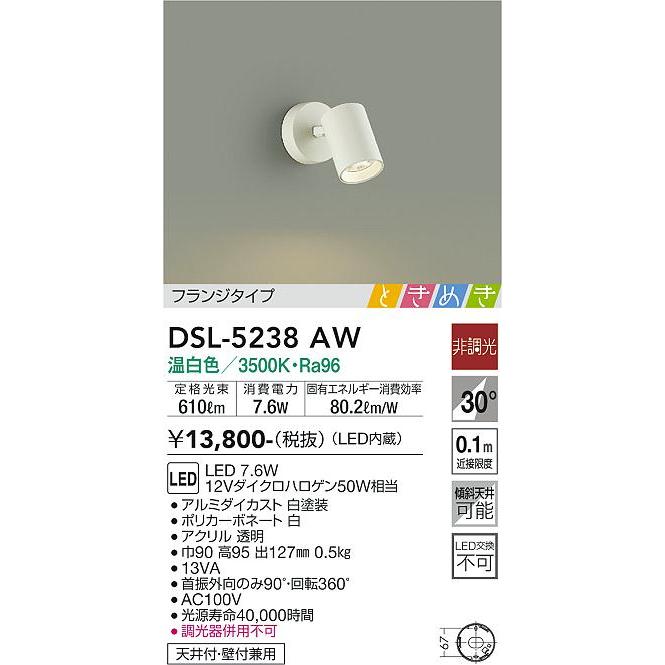 安心のメーカー保証 【インボイス対応店】DSL-5238AW 大光電機 LED