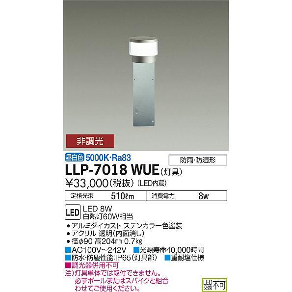 売筋品 安心のメーカー保証 【インボイス対応店】LLP7018WUE 大光電機 LED 屋外灯 ポールライト 灯具のみ ポール別売 実績20年の老舗