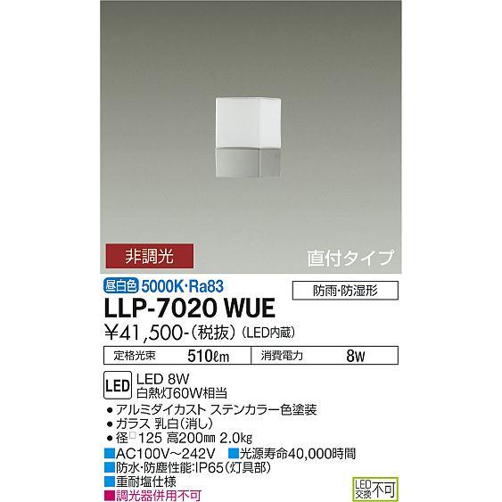 LLP7020WUE 大光電機 LED 屋外灯 ポールライト 灯具のみ ポール別売