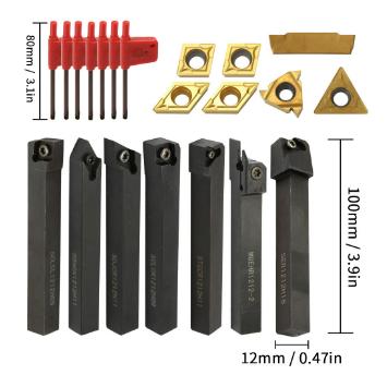 ◆コメント販売◆　スロアウェイバイト　卓上旋盤用　10㎜角　各種 旋盤 バイト ホルダー 10mm 角 9本 チップ付 セット 新品 スロー