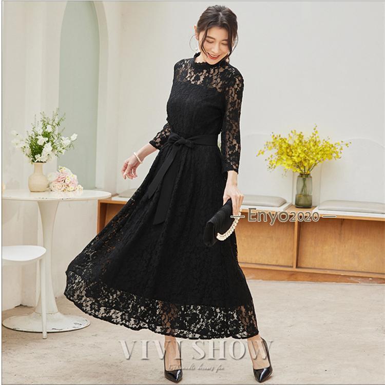 新品 ワンピース ドレス レディース ロング 結婚式 長袖 レース 楽天市場】レースワンピース ロング丈 レディース M〜3XL 長袖
