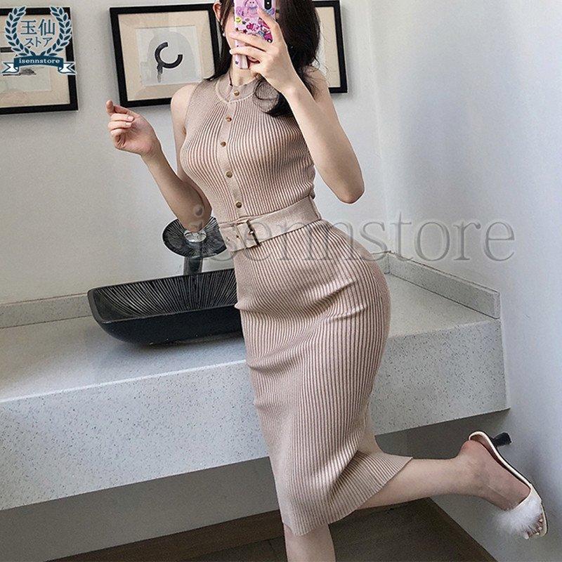 Riu ノースリーブ ニットワンピース uricca ワンピース レディース 春 夏 おしゃれ サマーニット