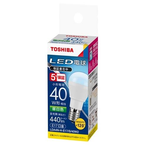 40個TOSHIBA LDA4N-H-E17/S-2P 未開封新品 TOSHIBA 昼白色 40W形相当 LDA4N-H-E17/S/40W2 配光角約120度 下