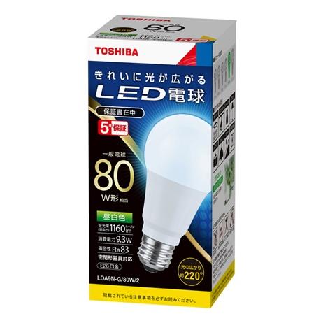 TOSHIBA（東芝） 昼白色 80W形相当 LDA9N-G/80W/2 配光角約220度 広配