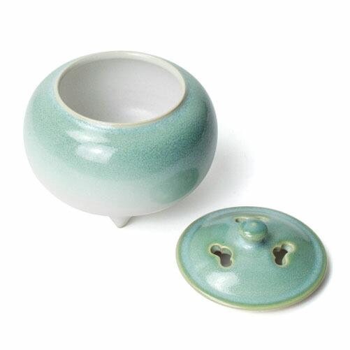 お香 香炉 空薫用 清水焼 白窯吹織部 はくようふきおりべ 724201 松栄