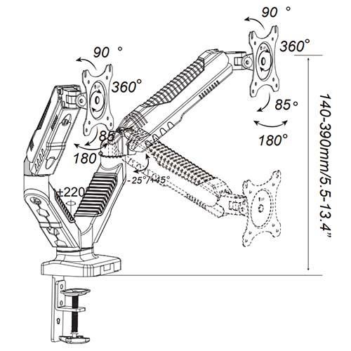 Lumen MA-GS207BK ガススプリング式 ２面液晶ディスプレイアーム Amazon.co.jp: Lumen MA-GS207BK ガススプリング式 2面液晶