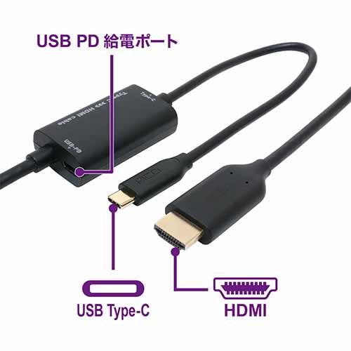 ミヨシ MCO USB Type-C to HDMI変換ケーブル【3.0m】USD-PFH30 高速