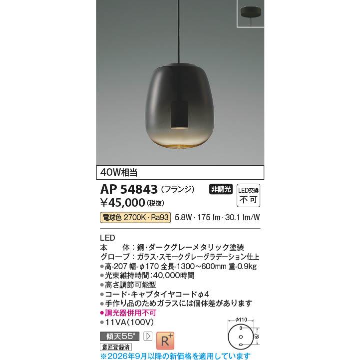 コイズミ照明 AP54843 照明器具 LEDペンダント (天井直付) LED（電球色