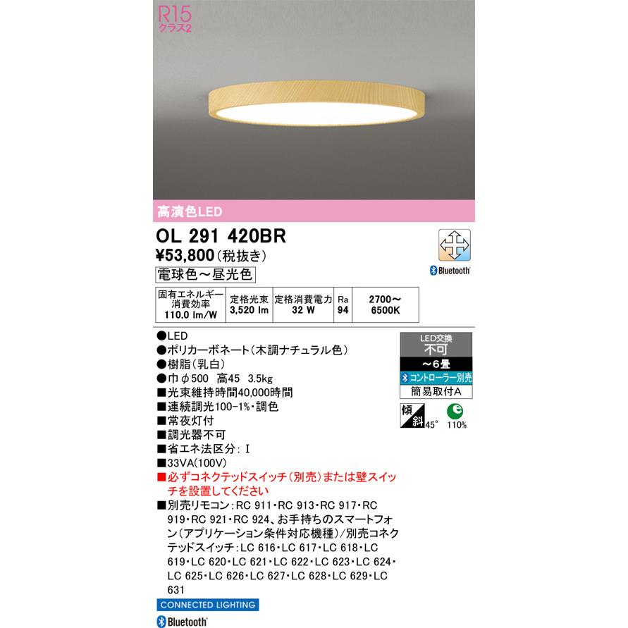 ODELIC（オーデリック） OL291420BR 照明器具 調光調色シーリング