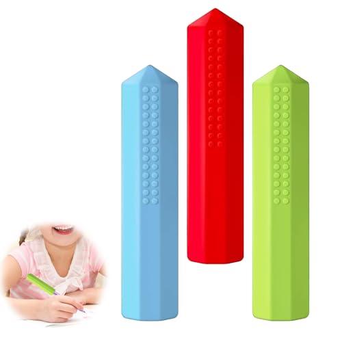 鉛筆キャップ 自閉症 かみかみ グッズ 噛む ペン 鉛筆 キャップ 3個3色