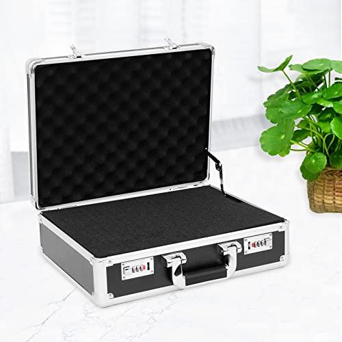 Rxakudedo ジュラルミンケース アルミツールケース ブロッククッション付き ブラック パスワードボックス サイズ 長さ42cmx幅14c