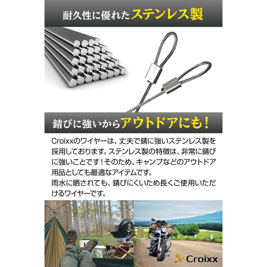 Croixx ワイヤー セキュリティワイヤー カラビナ付き ステンレス製