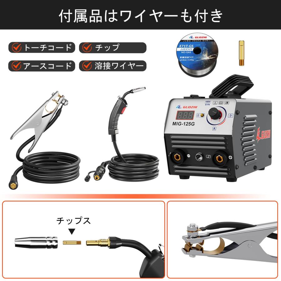 GZ GUOZHI 半自動溶接機 100v 溶接機 ノンガスワイヤー溶接