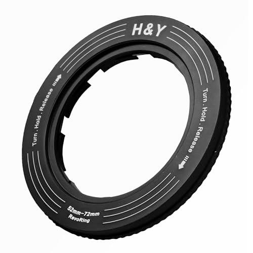 H&Y ステップアップリング REVORING 52-72mm ブラック レボリング フィルター径変換アダプター 77mmフィルター用 可変式