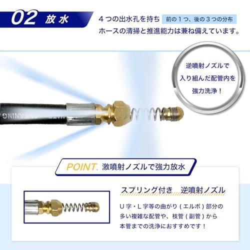 SELENEFF パイプクリーニングホース 逆噴射 高圧洗浄ノズル 下水道清掃