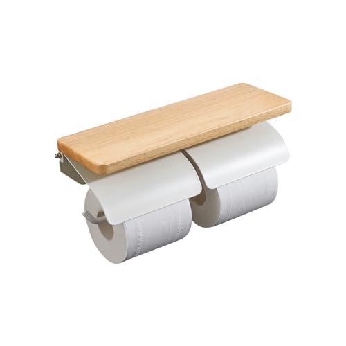 ヲンシウ トイレットペーパーホルダー 天然木 天板付き おしゃれ