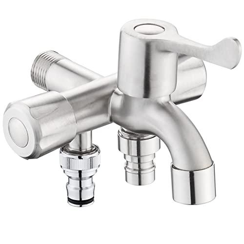 Jeonestan 3分岐蛇口 ステンレス製洗濯機用分岐栓 3口蛇口 3分岐止水栓