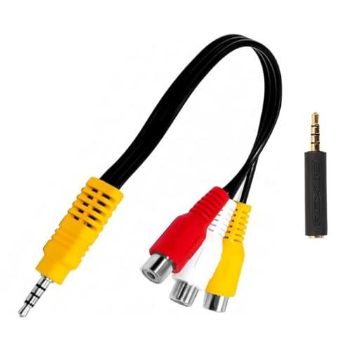 FUGSHIYI RCA 変換 ケーブル AVケーブル 3.5mm 4極ミニプラグ ステレオ