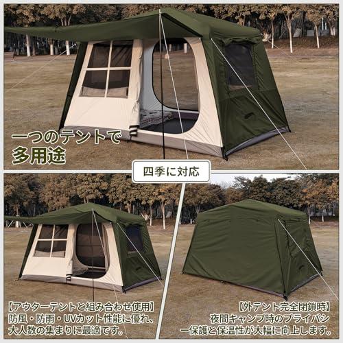 DesertFox テント大型 2〜6人用 ?簡単設営 ロッジ型 高さ200cm