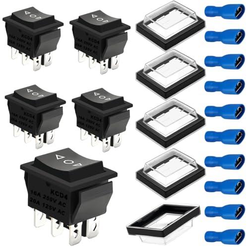 MKBKLLJY 5PCS ロッカースイッチ 6 ピン DPDT モーメンタリ 20A 12V 24V DC/16A 250V AC/20A ...