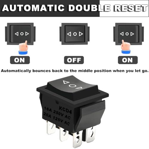 MKBKLLJY 5PCS ロッカースイッチ 6 ピン DPDT モーメンタリ 20A 12V 24V DC/16A 250V AC/20A ...