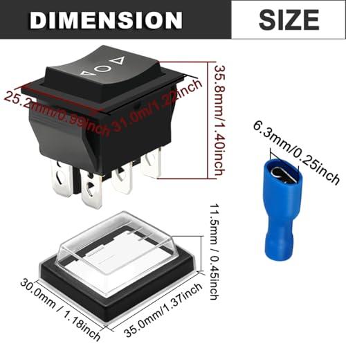 MKBKLLJY 5PCS ロッカースイッチ 6 ピン DPDT モーメンタリ 20A 12V 24V DC/16A 250V AC/20A ...