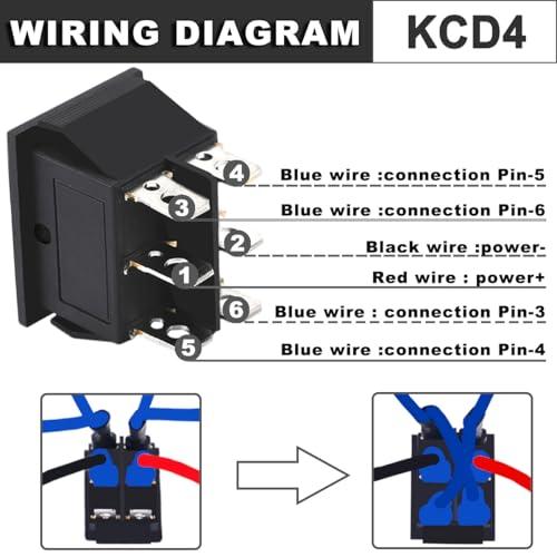 MKBKLLJY 5PCS ロッカースイッチ 6 ピン DPDT モーメンタリ 20A 12V 24V DC/16A 250V AC/20A ...