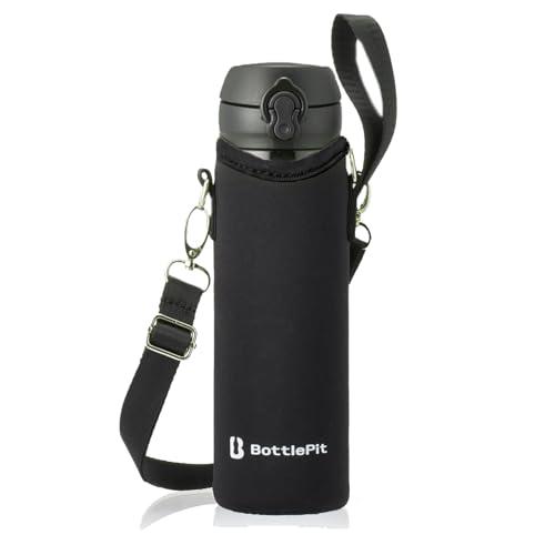 BottlePit 水筒カバー 500ml用 ショルダーストラップ付きブラック