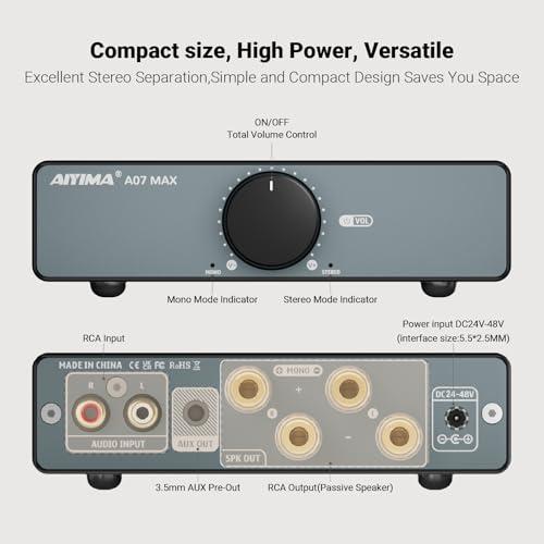 AIYIMA A07 MAX HIFI パワーアンプ 2チャンネルホームオーディオ