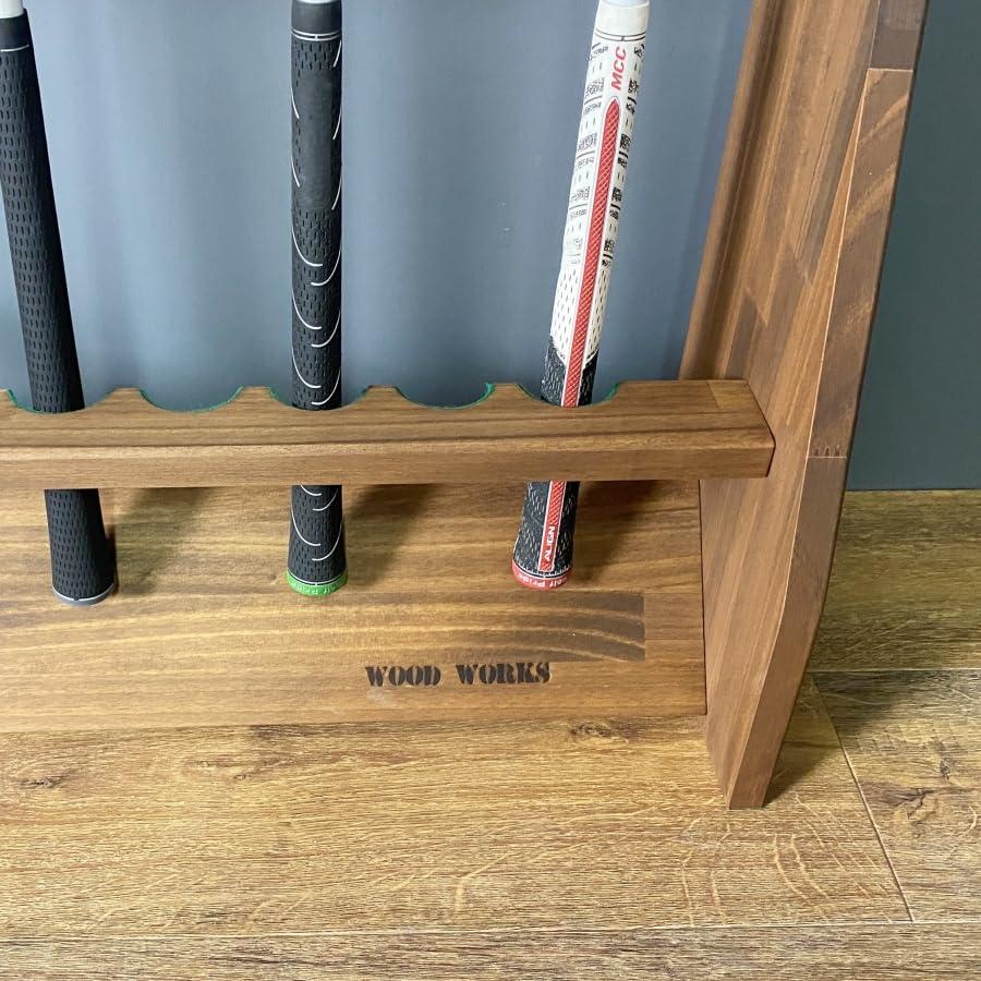 WOOD WORKS 日本製 ゴルフクラブスタンド 13本用 色：ブラウン組立済