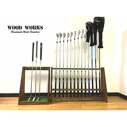 WOOD WORKS 日本製 ゴルフクラブスタンド 13本用 色：ブラウン組立済