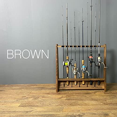 WOOD WORKS 日本製 ロッドスタンド 片面10本用 本体：ブラウンフェルト