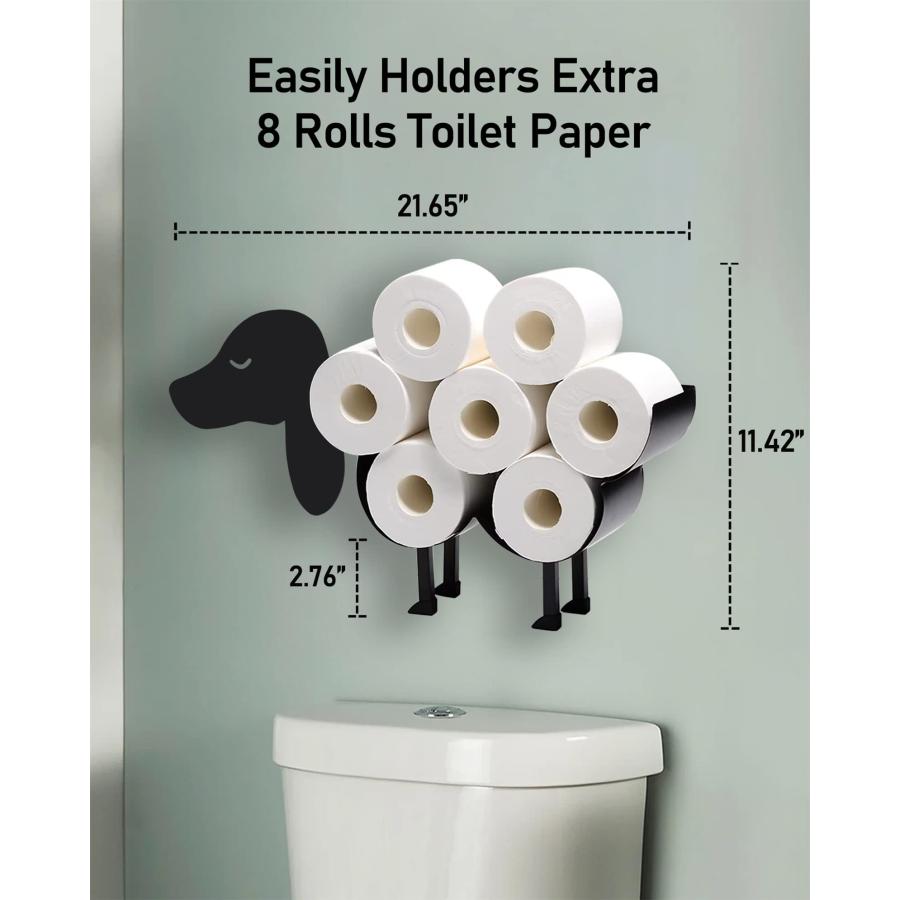 Gojoamoy ダックスフンド トイレットペーパー収納 面白い犬 壁掛け式