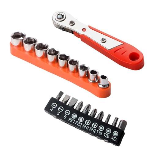 YANYULI 直角ラチェットドライバーセット ミニラチェットセット 19in1