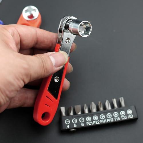 YANYULI 直角ラチェットドライバーセット ミニラチェットセット 19in1