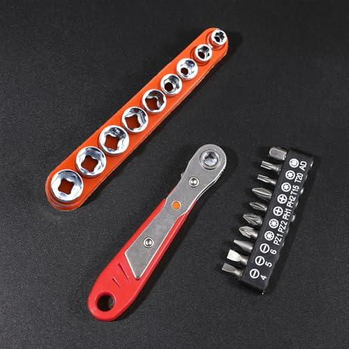 YANYULI 直角ラチェットドライバーセット ミニラチェットセット 19in1