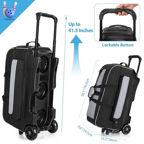 GOBUROS ボウリング バッグ キャスター付き 3個用キャリー シューズ