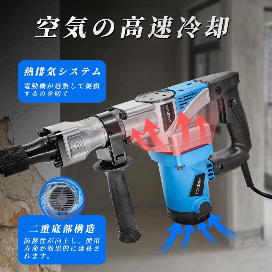 CXCESNS コンクリートハンマー 電動ハンマー はつり機 打撃数4000bpm