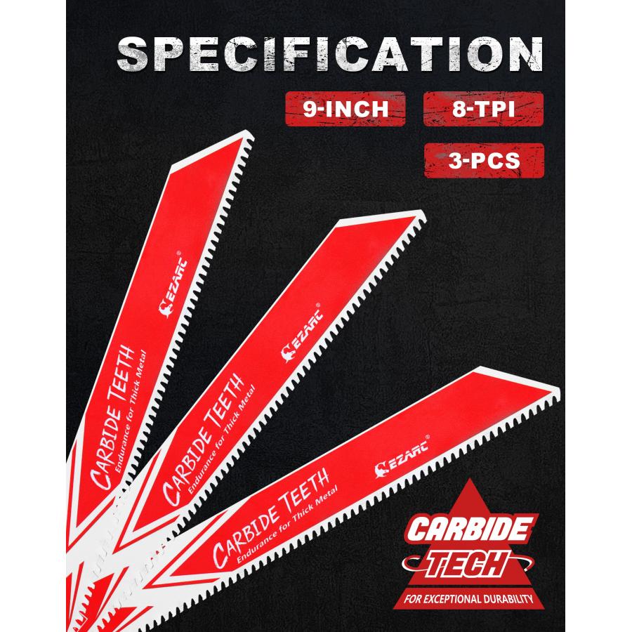 EZARCイザーク レシプロソー替刃 金属用 カーバイド 超硬刃 8山