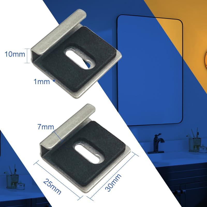 ミラークリップ 浴室ミラークリップ 27 mm シルバー 6個 3-5mm用 uxcell ミラークリップ ミラーフローティンググラスクリップ 3