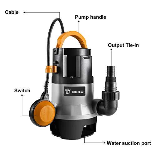 DEKO 水中ポンプ 400W 底部入水式 汚水 清水用ポンプ 吐出量 7500L/H