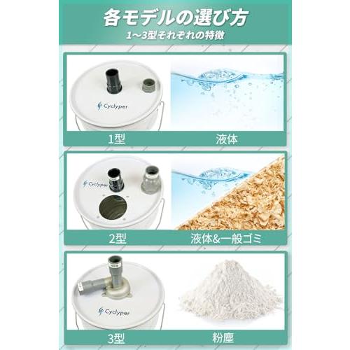 Cyclyper 3型 粉塵対応 サイクロン集塵機 強化ペール缶　アーム付き サイクロン集塵機 サイクリーパー3型 粉塵用 アルミ製 DIY 業務用
