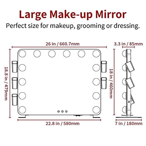 Wonstart 化粧鏡 女優ミラー 14個LED電球付き 3色ライトモード 明るさ調節可能 女優ライト 卓上 LEDミラー ドレッサー/化粧台 CHIKUHODO 熊野筆(化粧筆) 竹宝堂 パウダーブラシ 灰リス/粗光峰 G-8 メイクブラシ KUE1381166497(12200円)