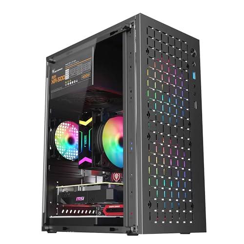 ゲーミングPC用ミドルタワーケース，合金鋼製，黒，M-ATX/ITX/Micro