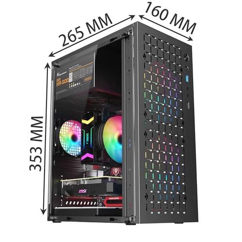 ゲーミングPC用ミドルタワーケース，合金鋼製，黒，M-ATX/ITX/Micro
