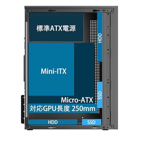 ゲーミングPC用ミドルタワーケース，合金鋼製，黒，M-ATX/ITX/Micro