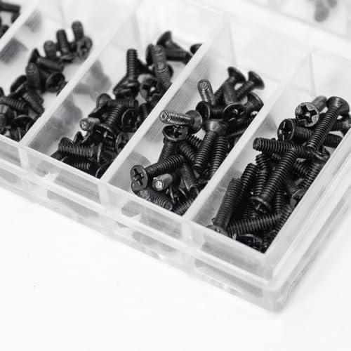 VOXILFE 極小ネジ詰め合わせキット 皿頭、丸頭、平頭、18種類のM1.2 