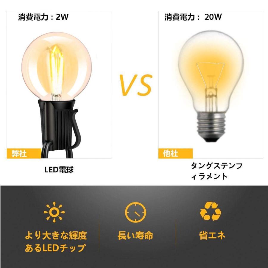 ストリングライトLED 防雨型 E12ソケット18個 LED電球*20個 PC Bomcosy ストリングライトLED 防雨型 E12ソケット18個 LED電球
